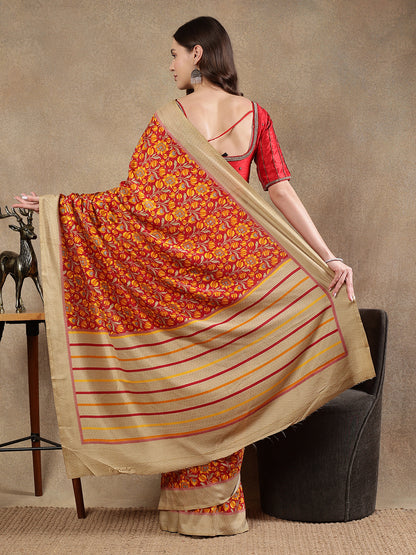 Classy printed silk blend Saree