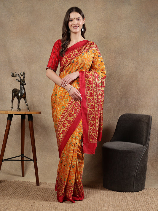 Classy printed silk blend Saree