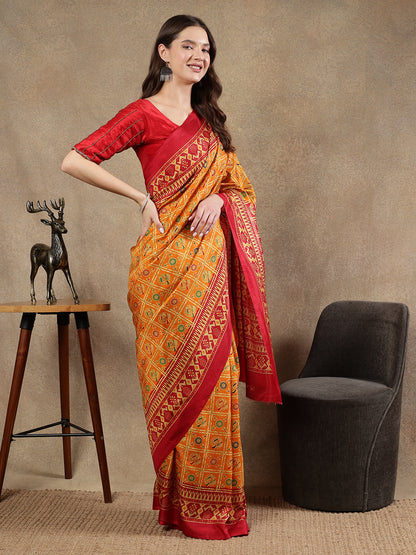 Classy printed silk blend Saree