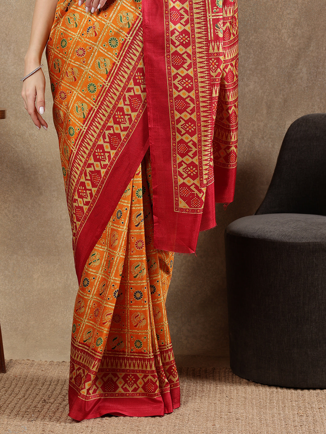 Classy printed silk blend Saree