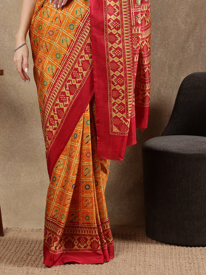 Classy printed silk blend Saree