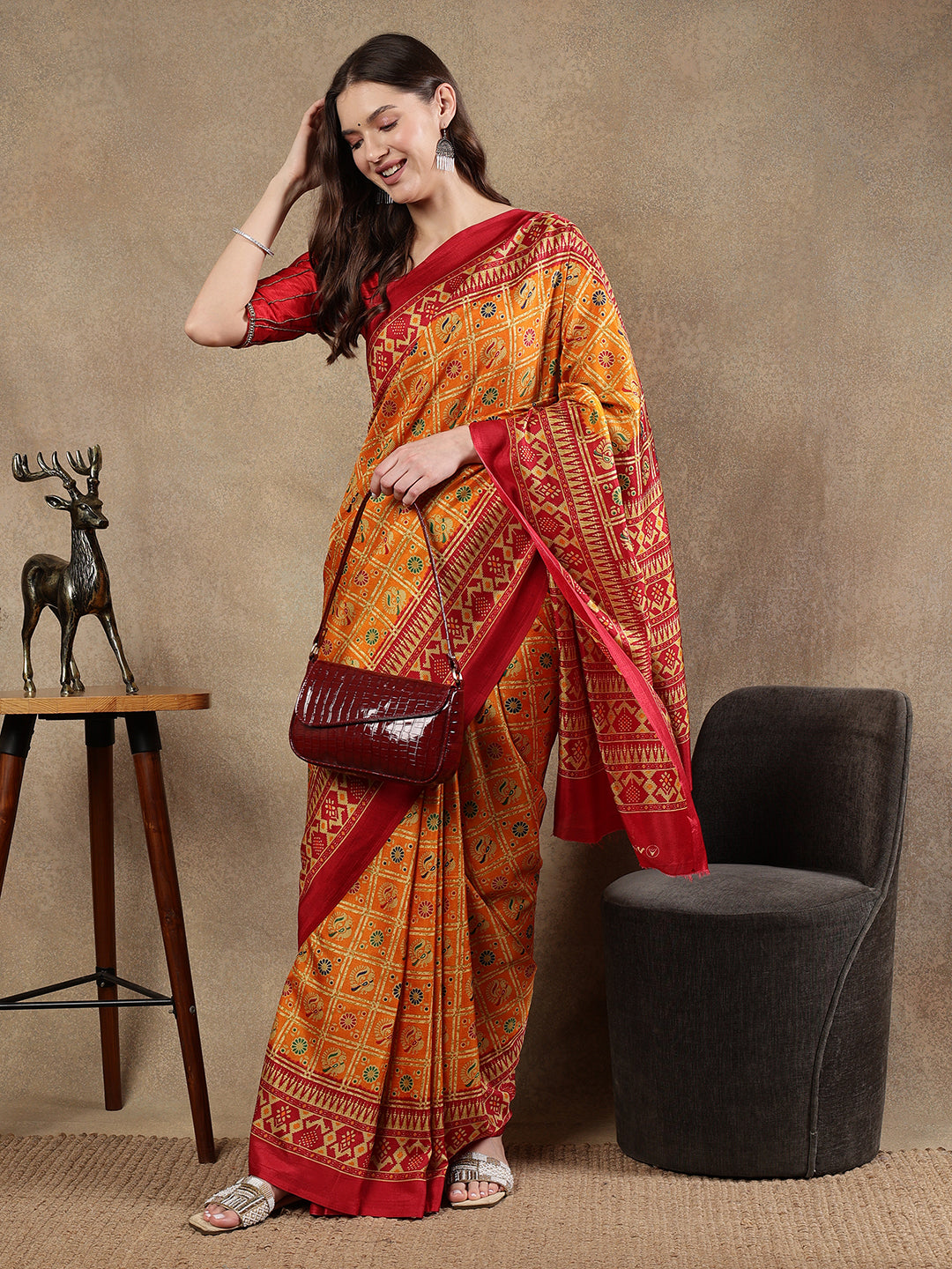 Classy printed silk blend Saree