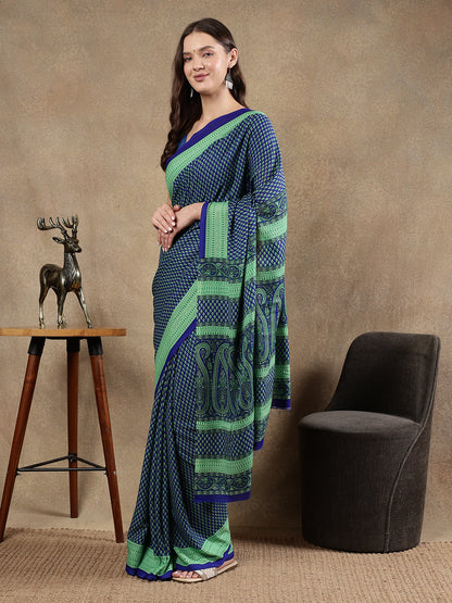 Classy printed silk blend Saree