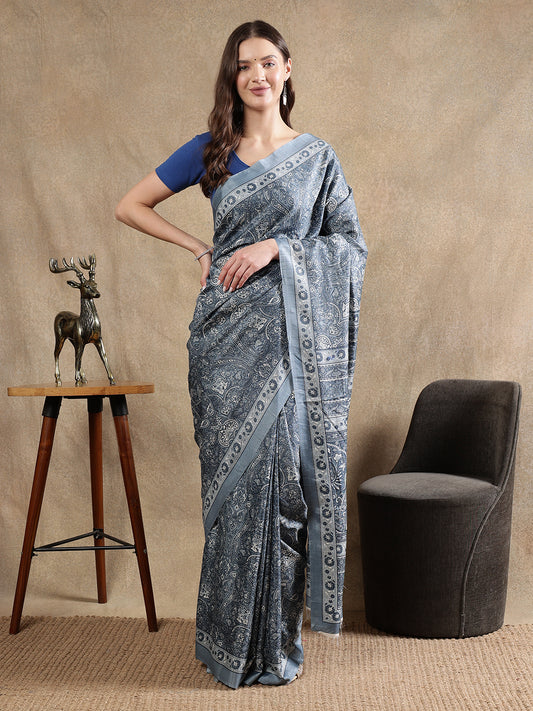 Classy printed silk blend Saree