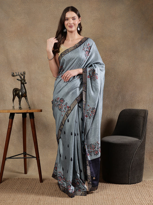 Classy printed silk blend Saree