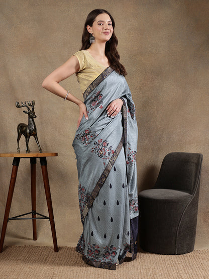 Classy printed silk blend Saree