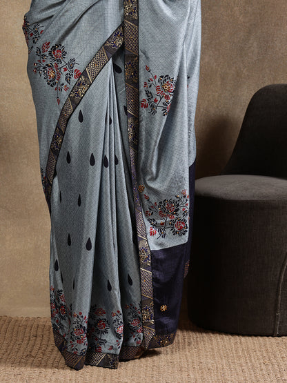 Classy printed silk blend Saree