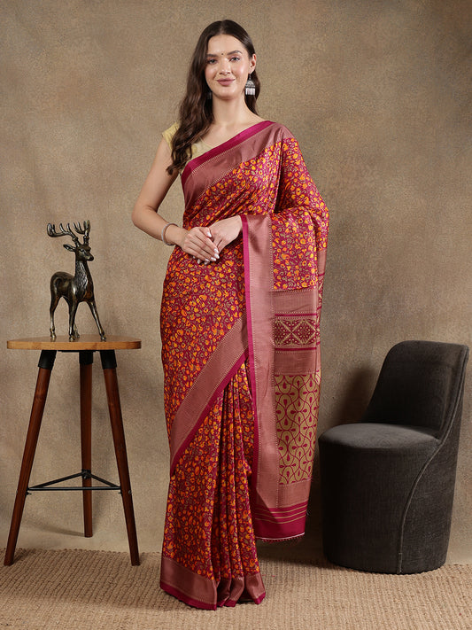 Classy printed silk blend Saree