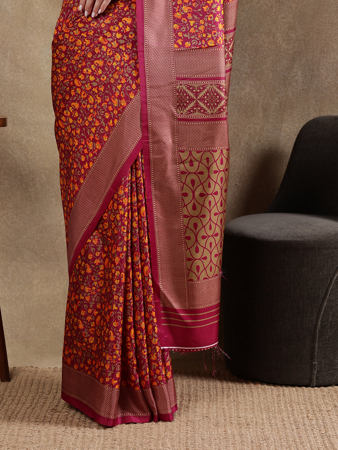 Classy printed silk blend Saree