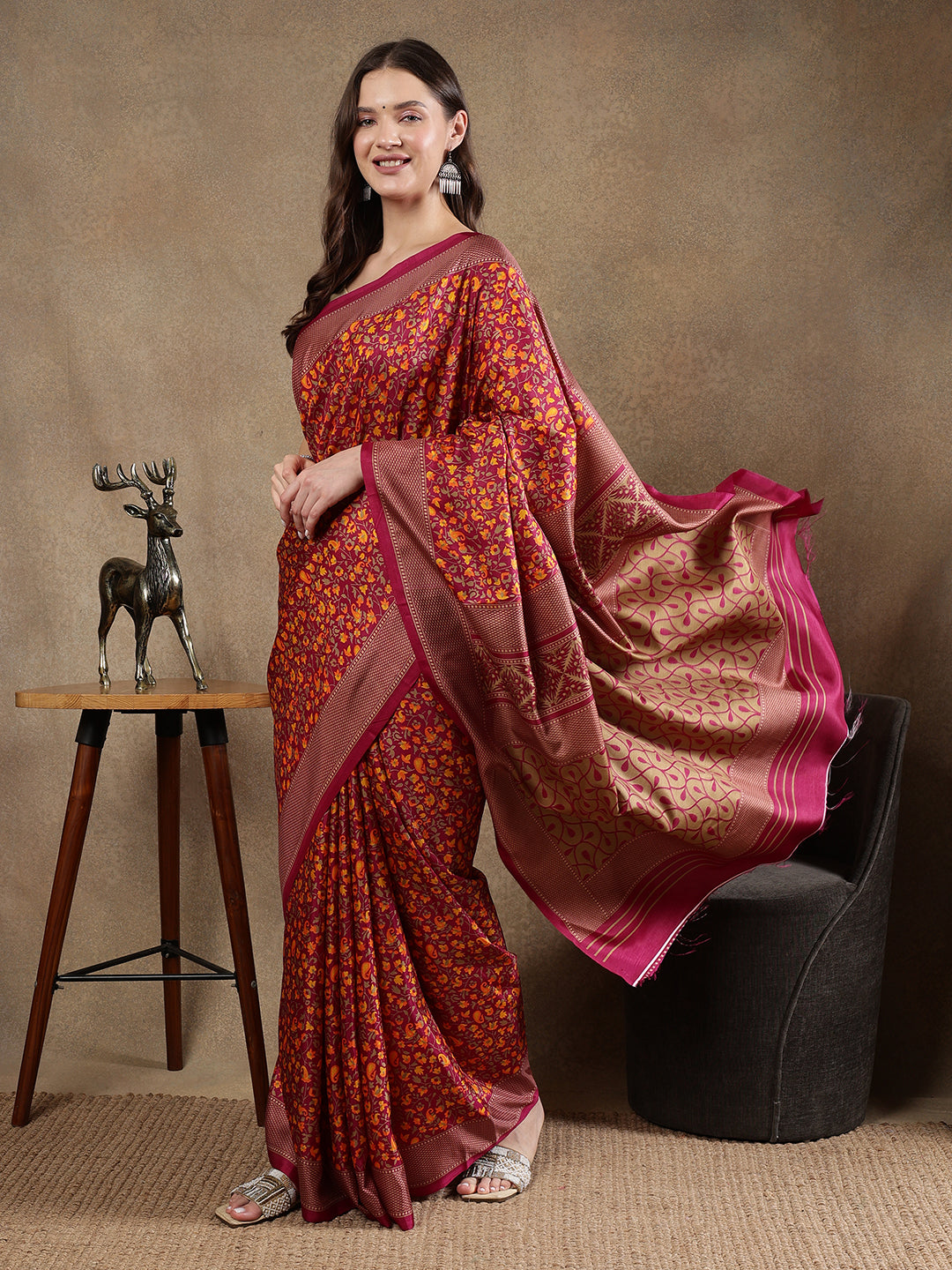 Classy printed silk blend Saree