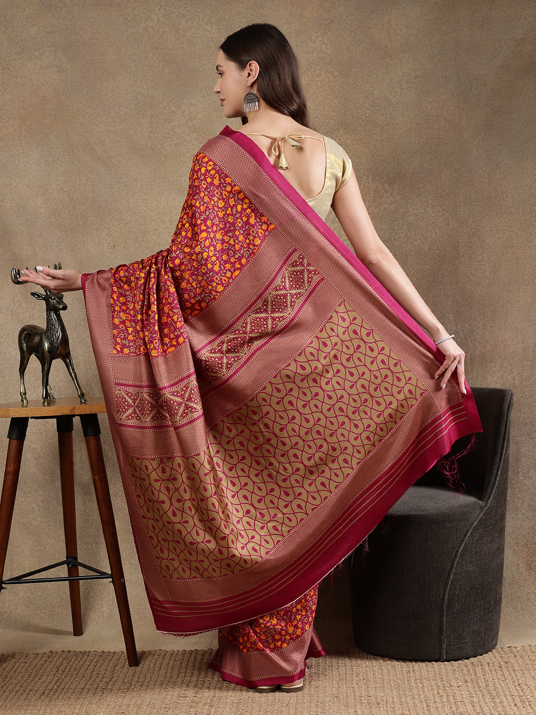 Classy printed silk blend Saree