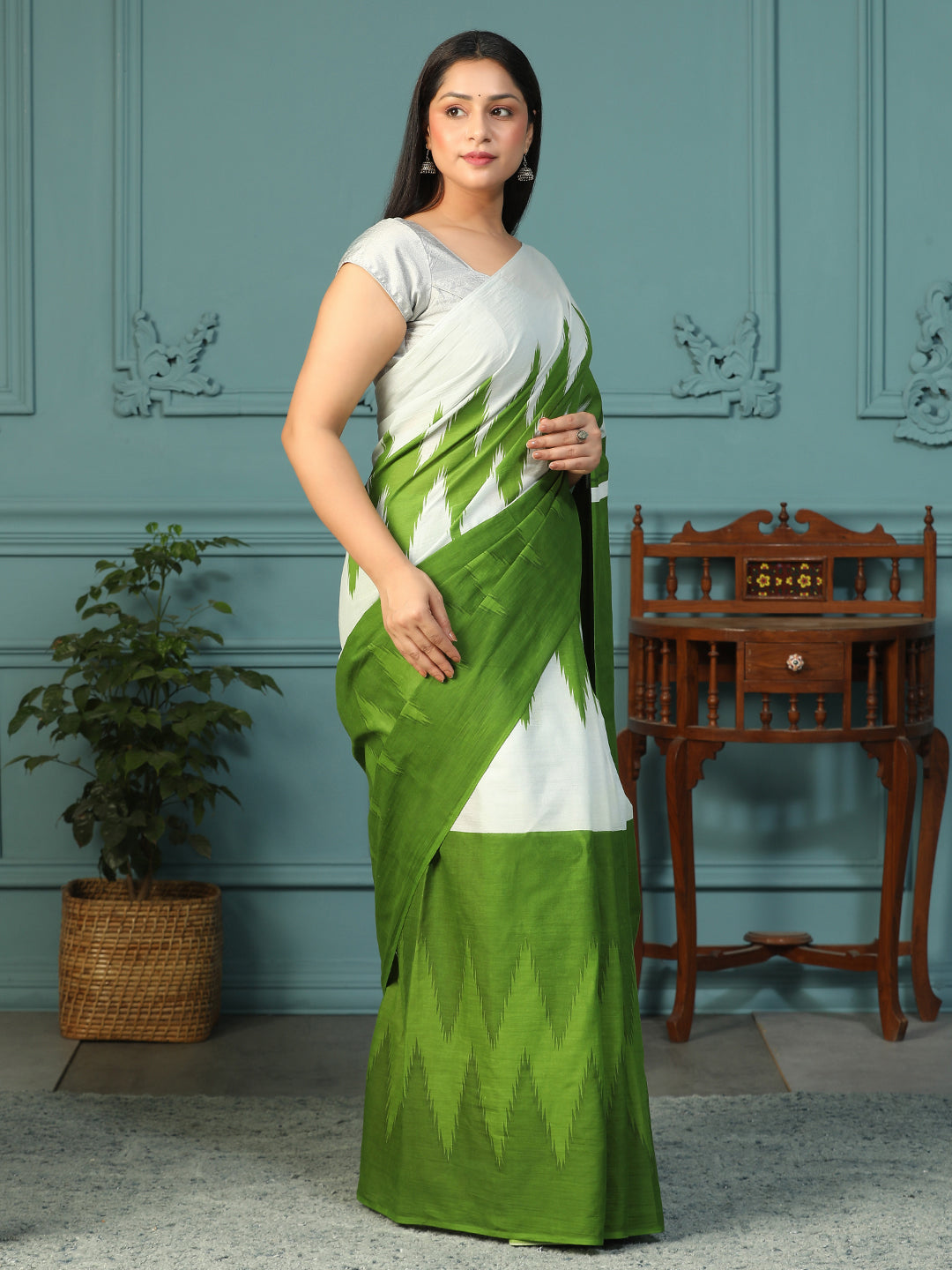 Designer block printed pure cotton mulmul Saree