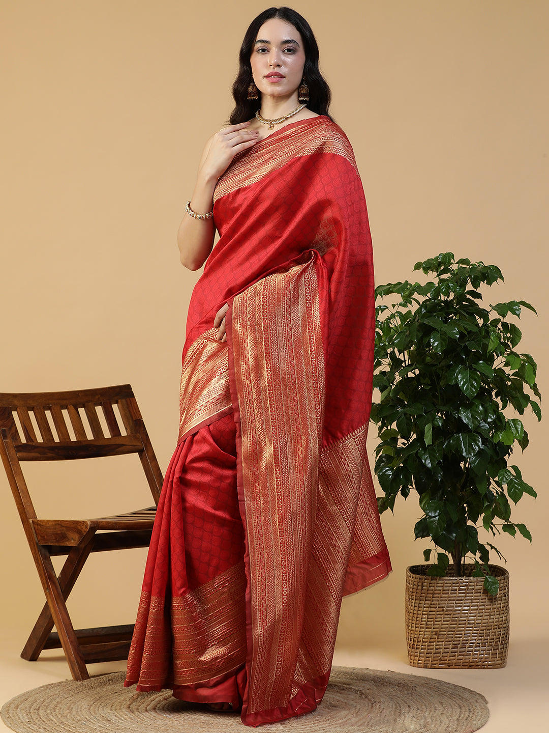 Silk Banarasi Saree with Silver weaving