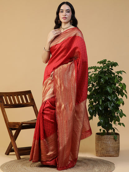 Silk Banarasi Saree with Silver weaving