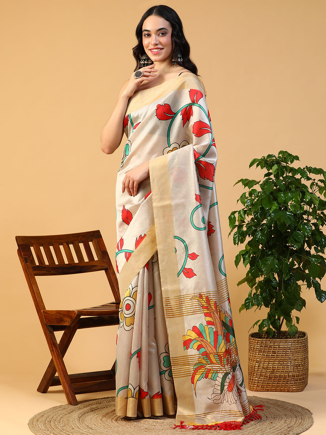 Ethnic Motif printed Kosa silk saree