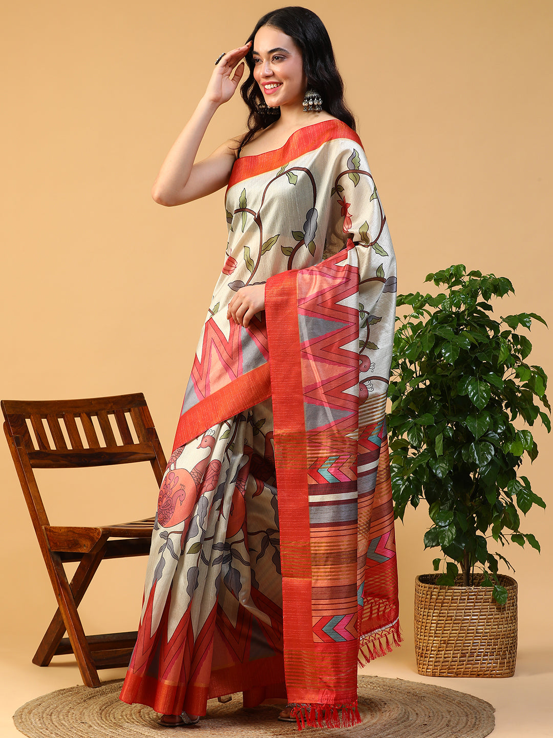 Ethnic Motif printed Kosa silk saree