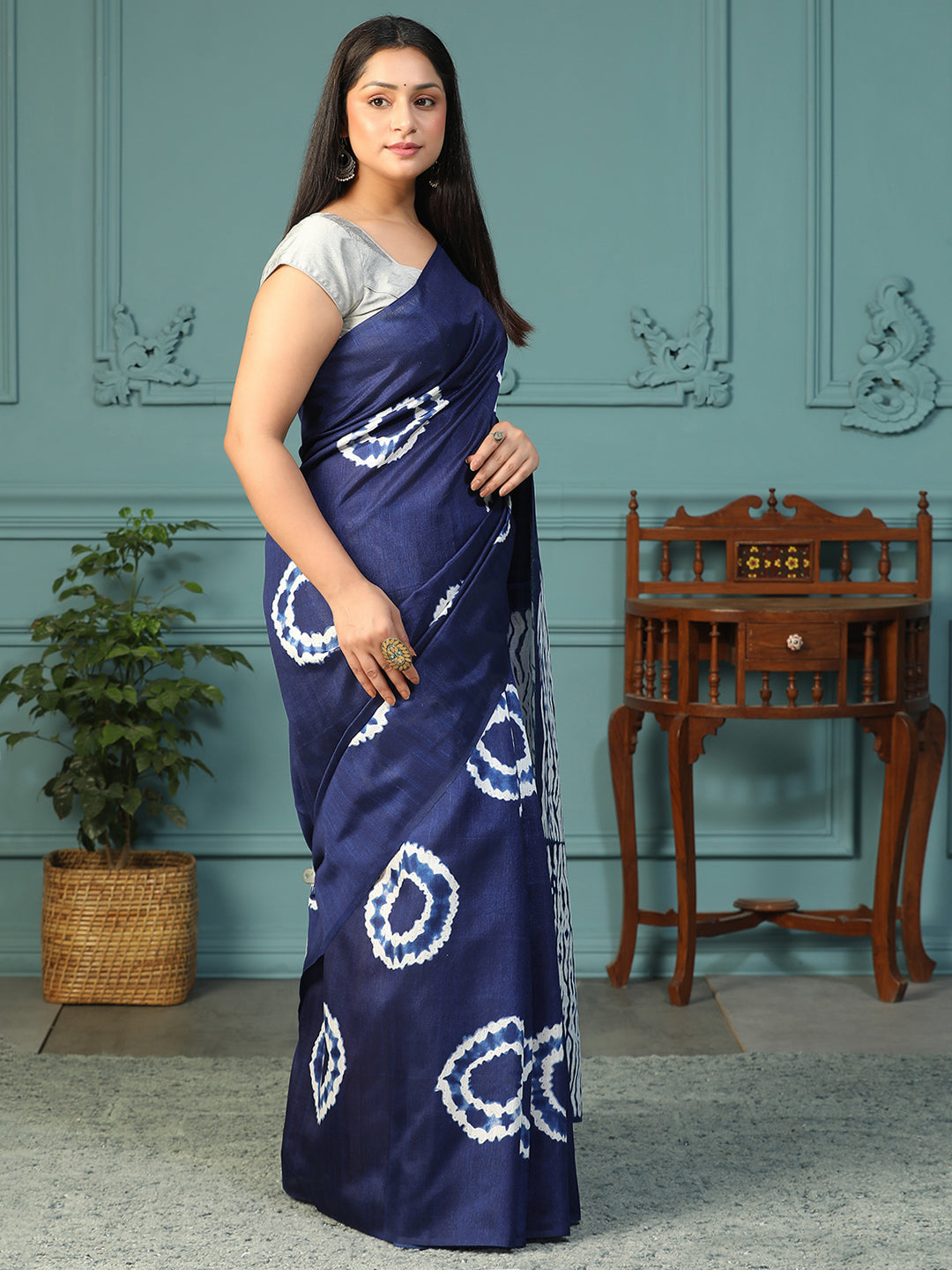 Ethnic Motif printed Bhagalpuri silk saree