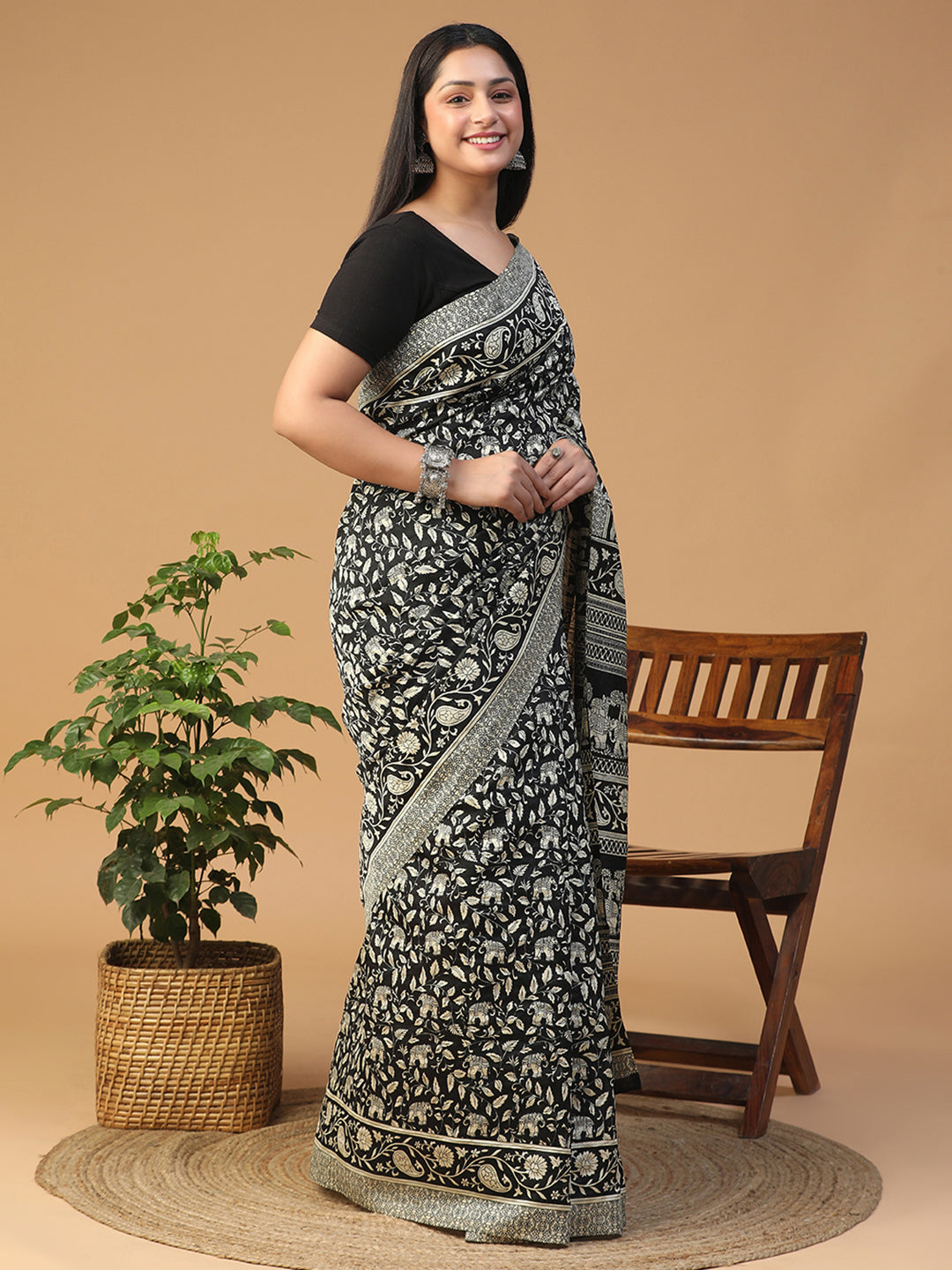 Designer taant printed Bhagalpuri Silk Saree