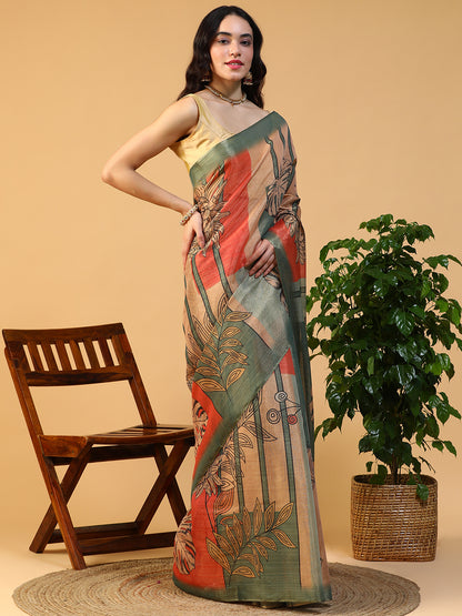 Designer digital printed Erode Silk saree