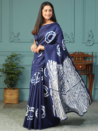 Ethnic Motif printed Bhagalpuri silk saree