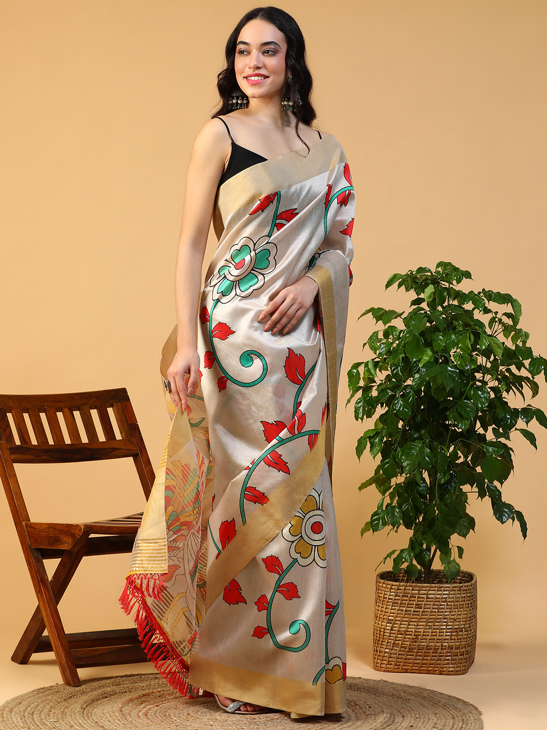 Ethnic Motif printed Kosa silk saree