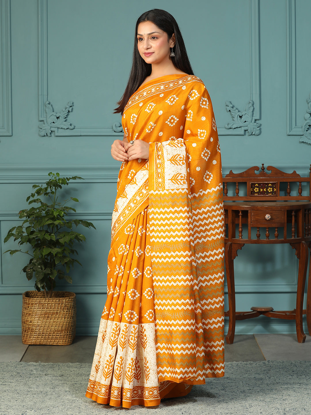 Designer taant printed Bhagalpuri Silk Saree