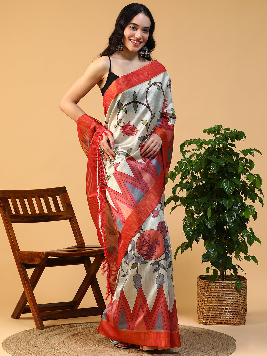 Ethnic Motif printed Kosa silk saree