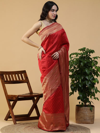 Silk Banarasi Saree with Silver weaving