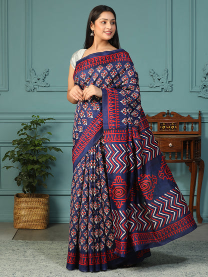 Designer Bagh printed Bhagalpuri Silk Saree
