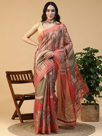 Designer digital printed Erode Silk saree