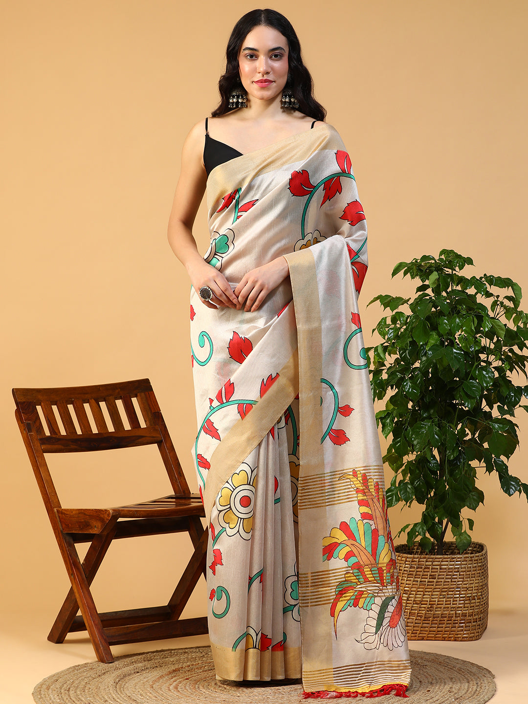 Ethnic Motif printed Kosa silk saree