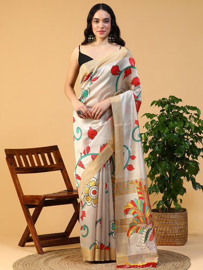 Ethnic Motif printed Kosa silk saree