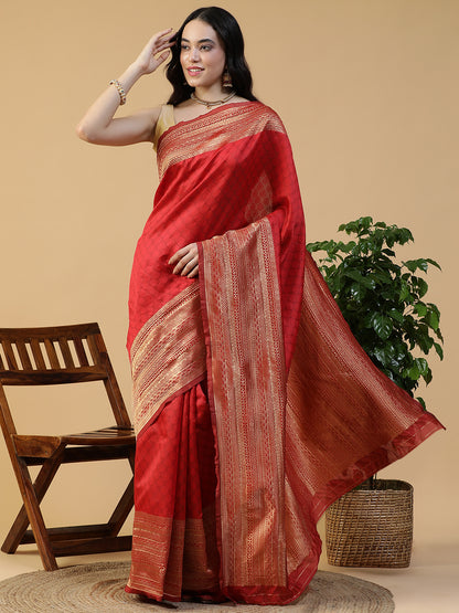 Silk Banarasi Saree with Silver weaving