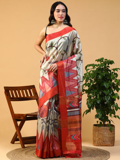 Ethnic Motif printed Kosa silk saree