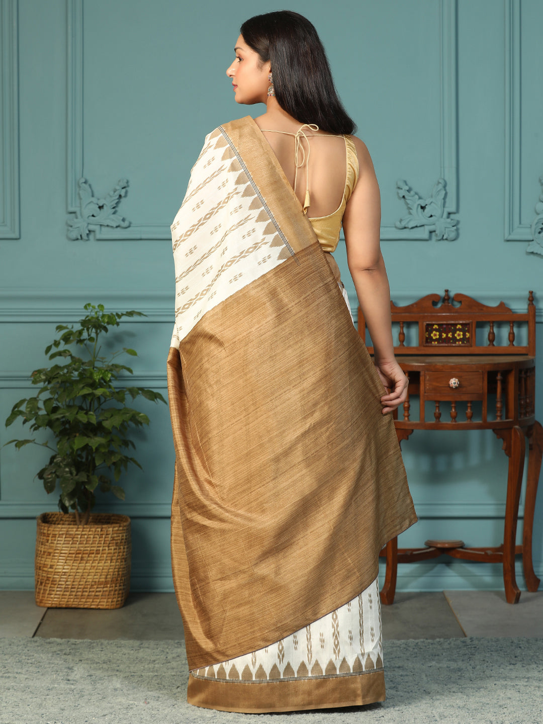 Designer Ikat printed Bhagalpuri Silk Saree