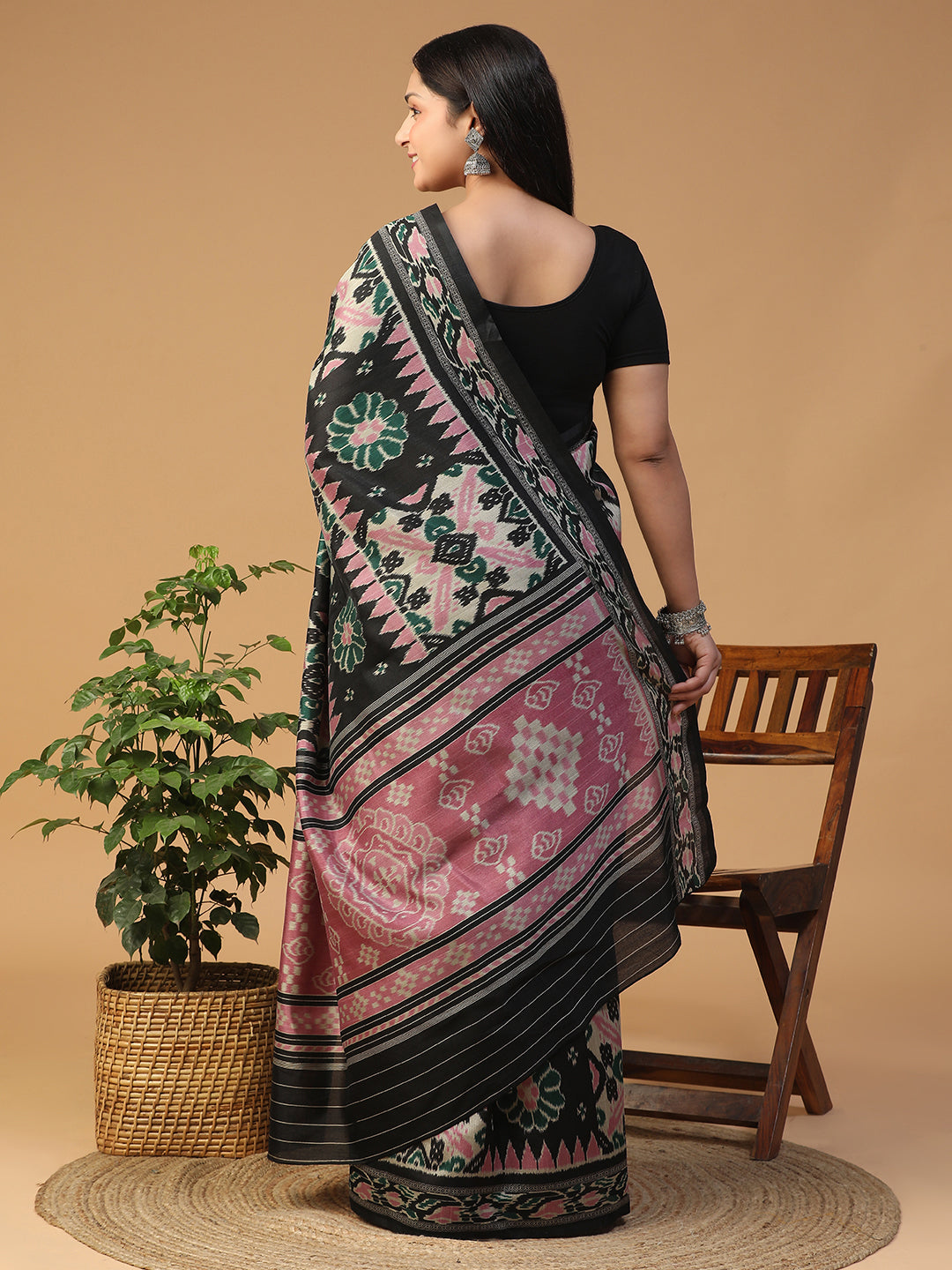 Designer Ikat printed Bhagalpuri Silk Saree
