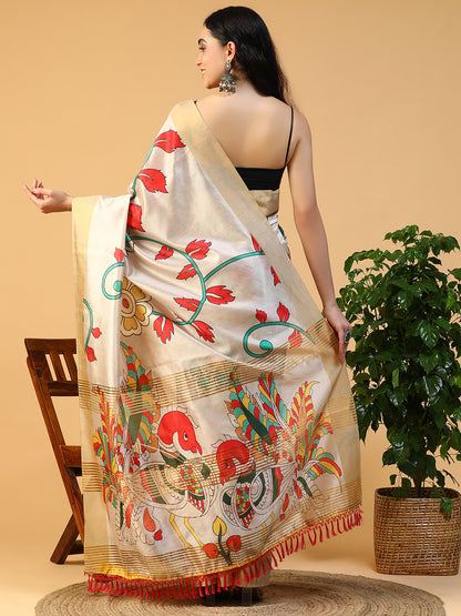 Ethnic Motif printed Kosa silk saree