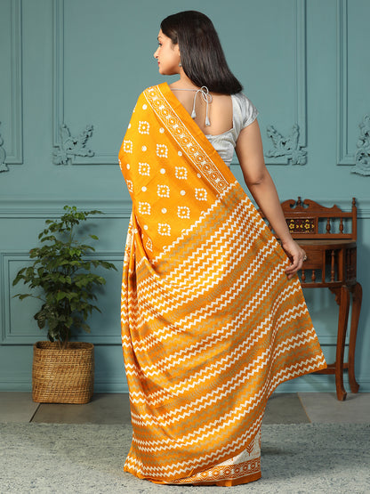 Designer taant printed Bhagalpuri Silk Saree