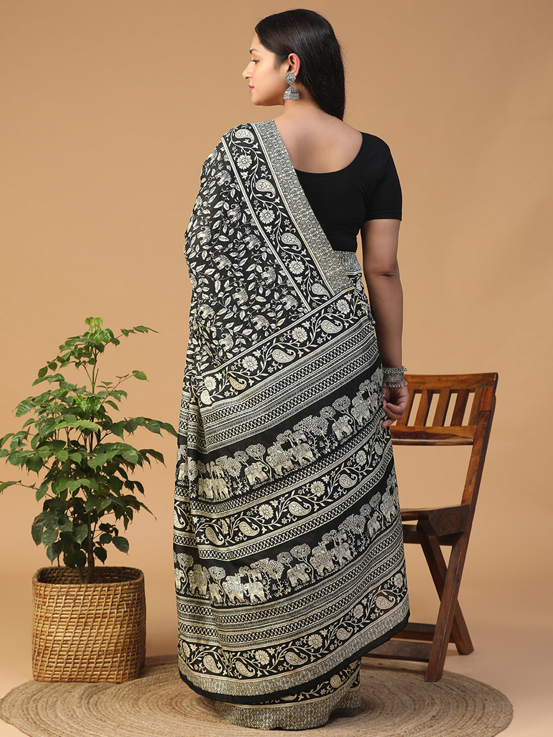 Designer taant printed Bhagalpuri Silk Saree