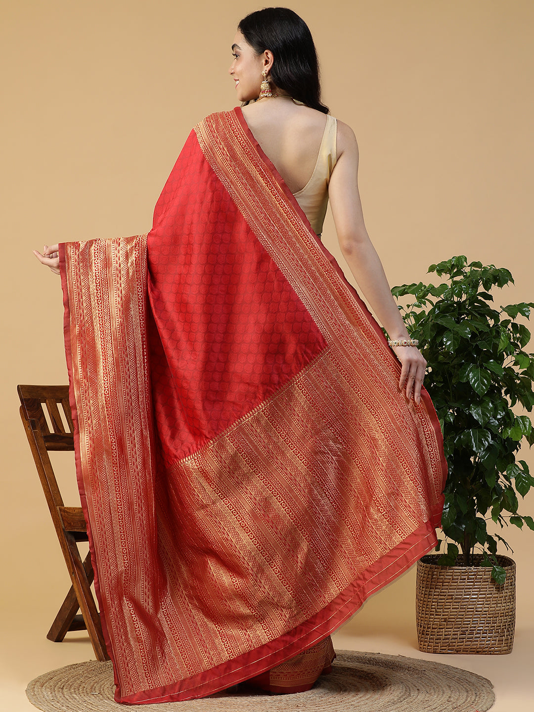 Silk Banarasi Saree with Silver weaving