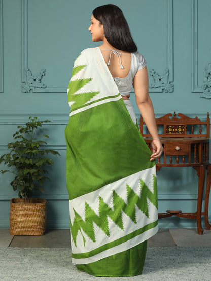 Designer block printed pure cotton mulmul Saree
