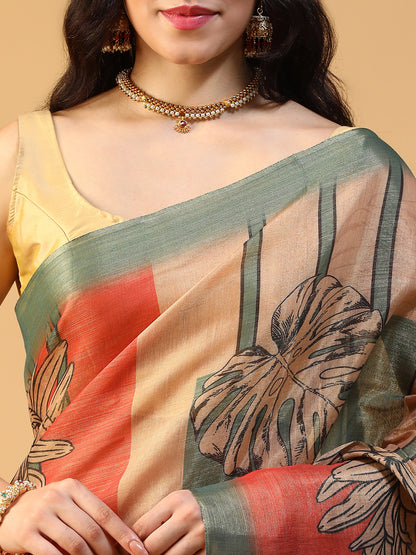 Designer digital printed Erode Silk saree
