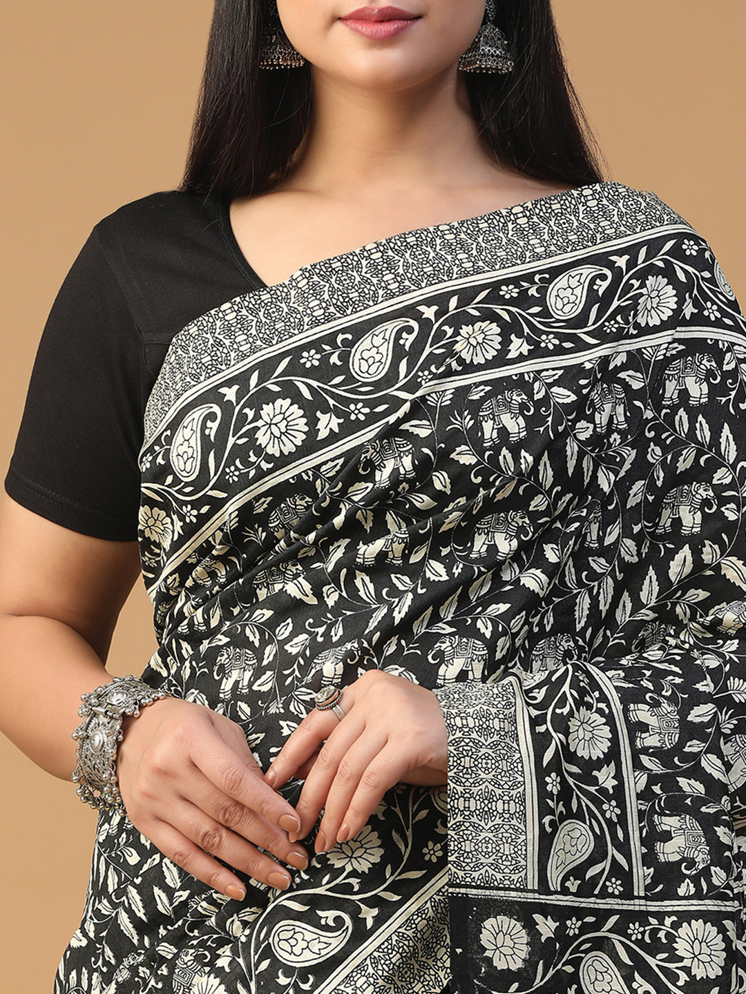 Designer taant printed Bhagalpuri Silk Saree