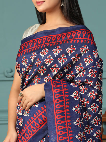 Designer Bagh printed Bhagalpuri Silk Saree