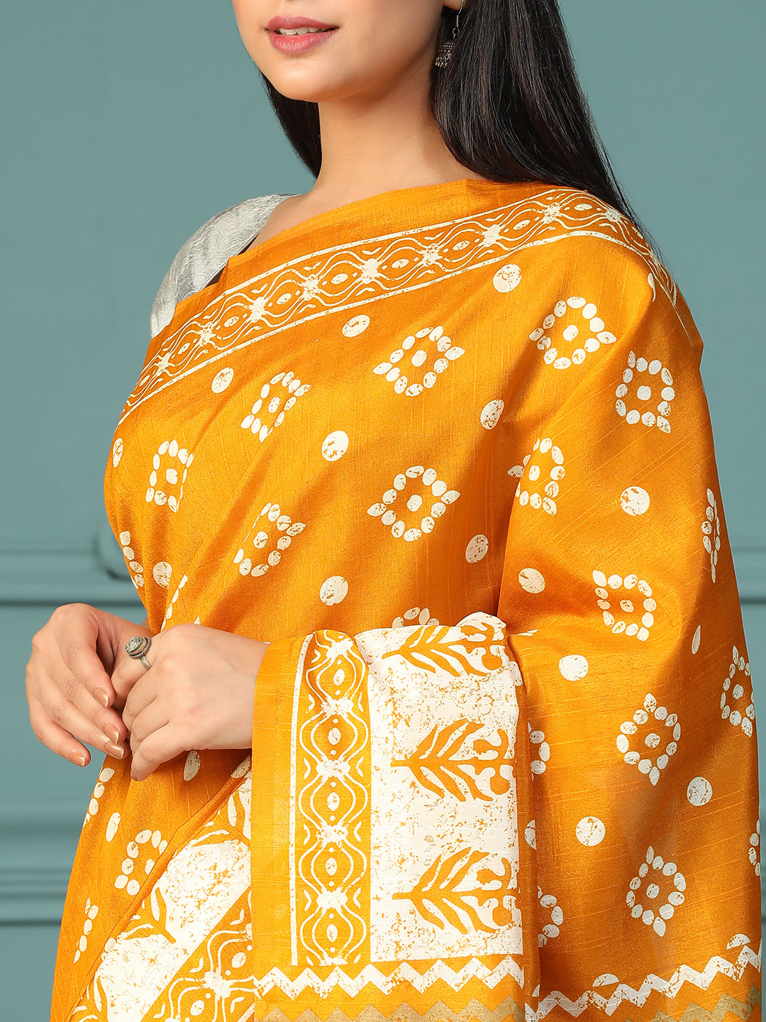 Designer taant printed Bhagalpuri Silk Saree